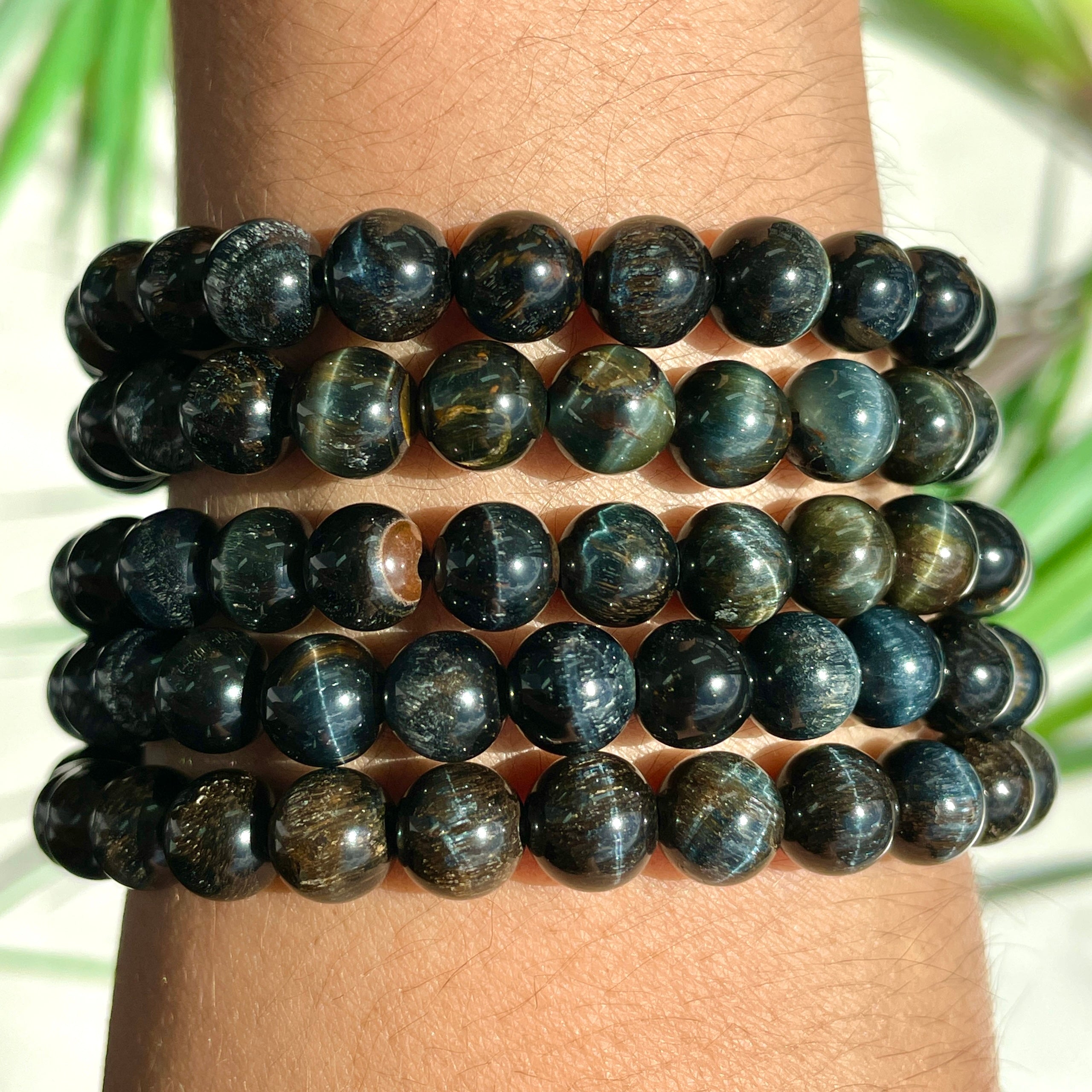 Blue Tiger's Eye Beads Bracelet - 7mm Blue Tiger's Eye Beads Bracelet - 7mm